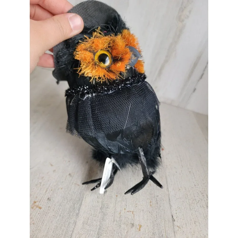 Pier 1‎ black glitter witch owl Halloween home decor prop unique